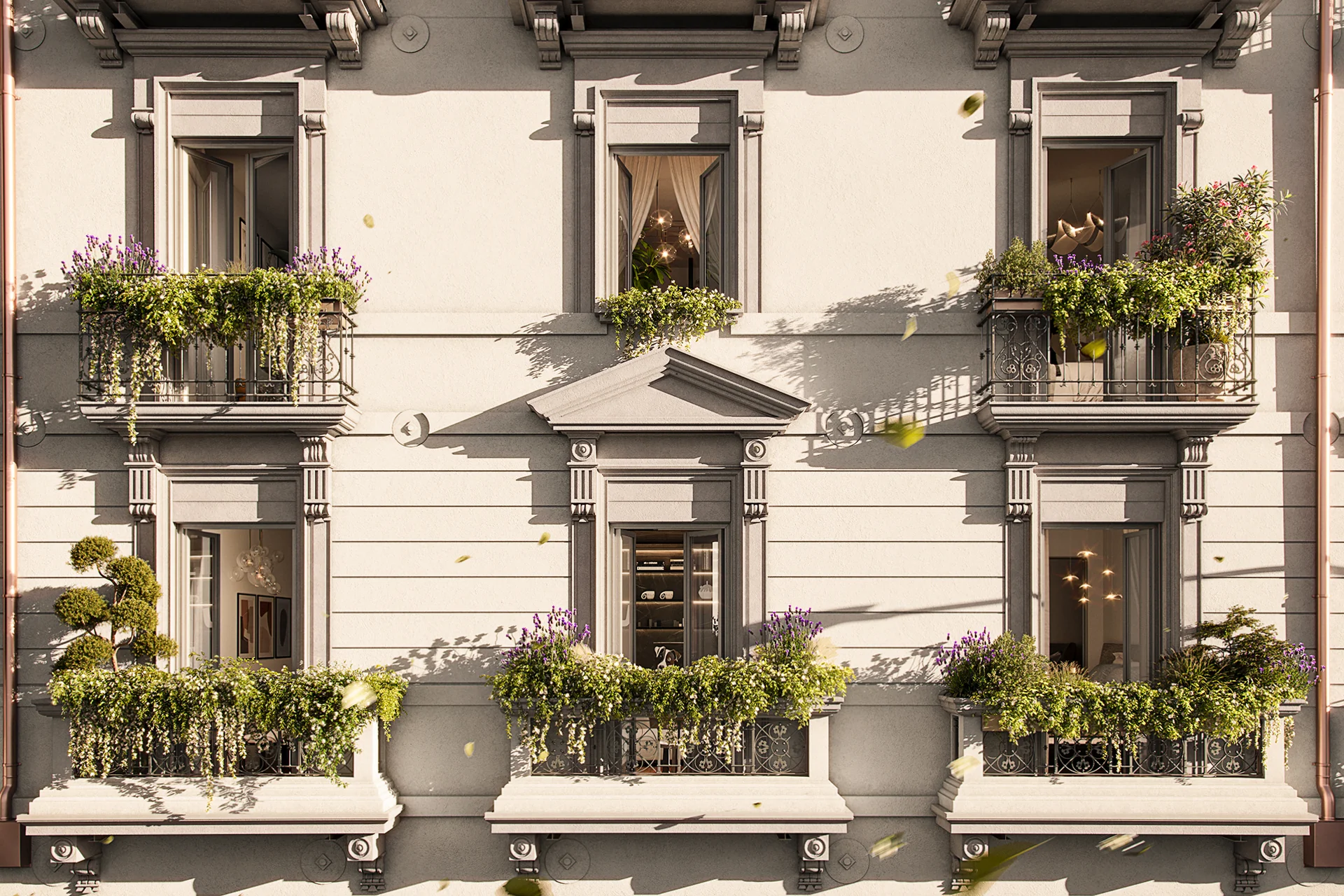 Dettaglio della facciata di Palazzo Adda — Via Adda, Milano
